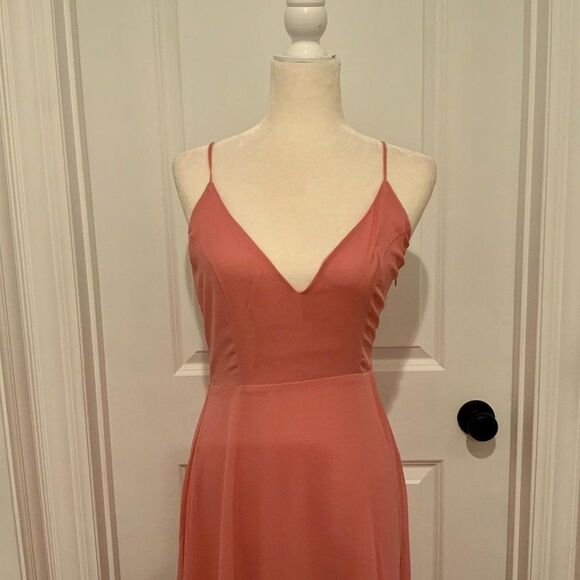 BB Dakota Blush Pink Save The First Dance Sleeveless Maxi Slip Dress Size 4 New - Picture 4 of 11